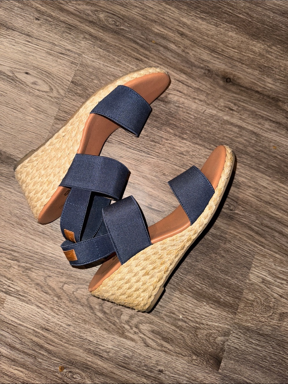 Tommy Bahama Navy Elastic Espadrille Wedge Sandals - Picture 5 of 7